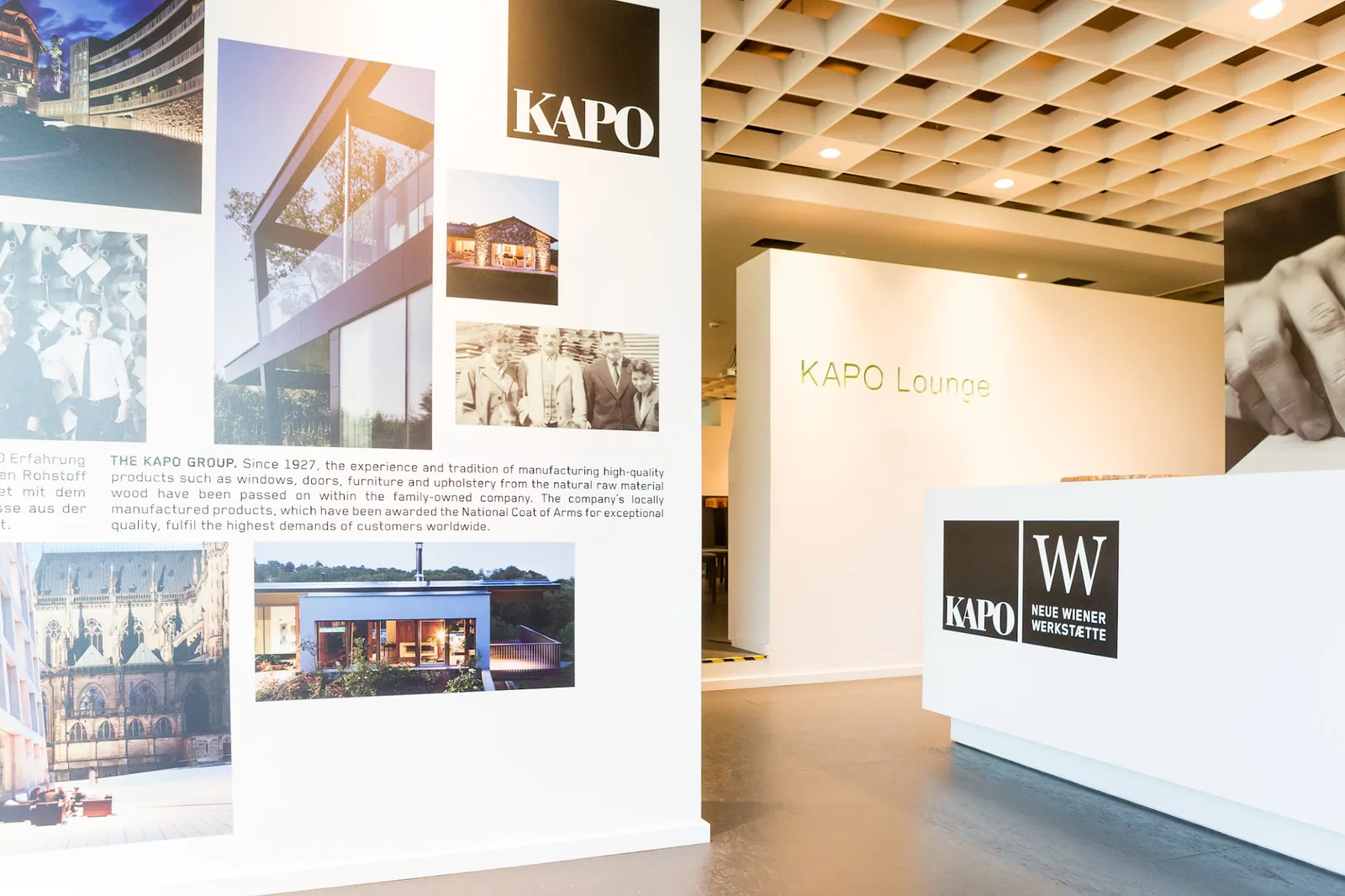 KAPO Lounge mit Unternehmenschronik