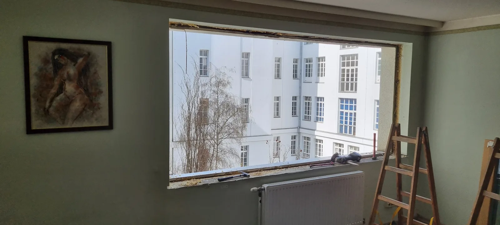 Fensteröffnung während der Montage